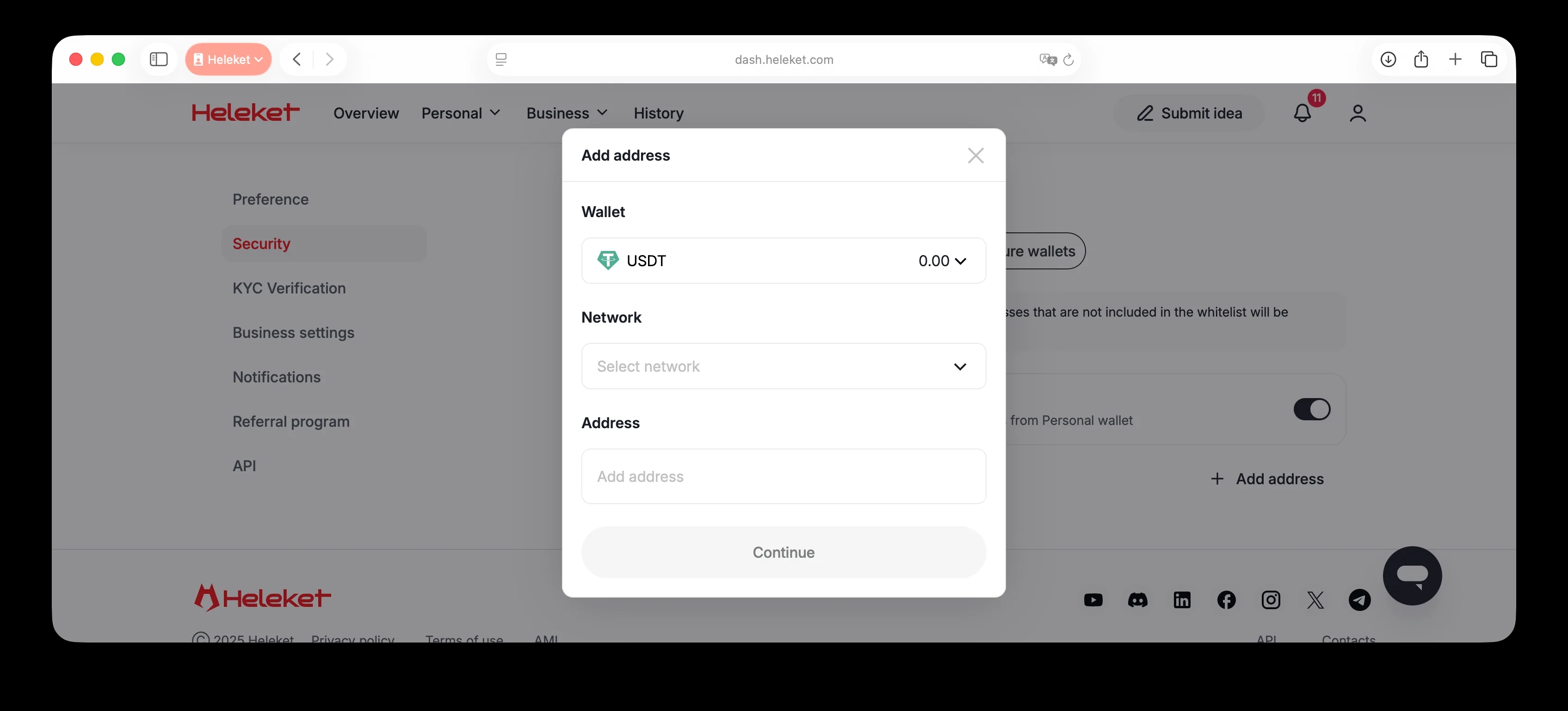 Select Currency and Network