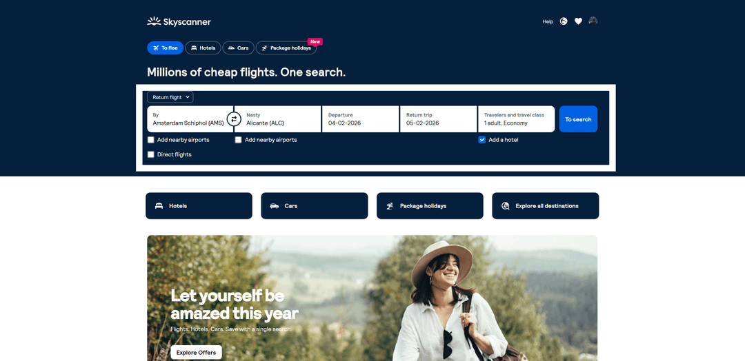 Skyscanner route selection