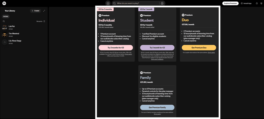 Планы Spotify Premium