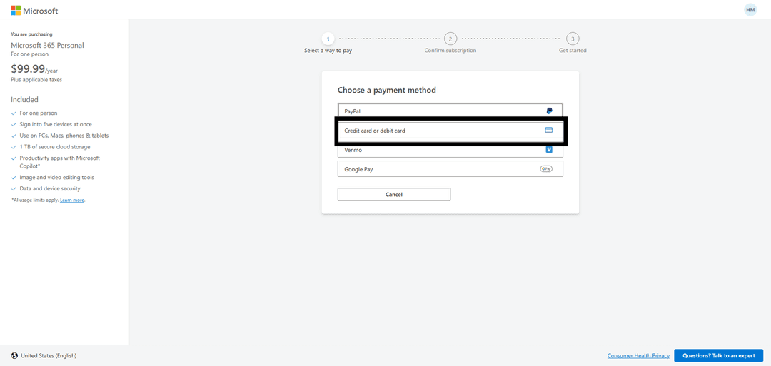 Выбор типа карты