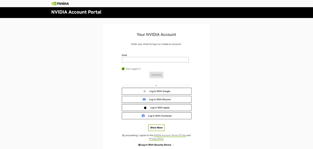 NVIDIA login