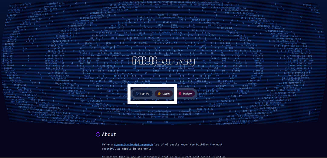 Midjourney login page