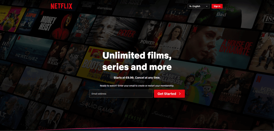 Главная страница Netflix