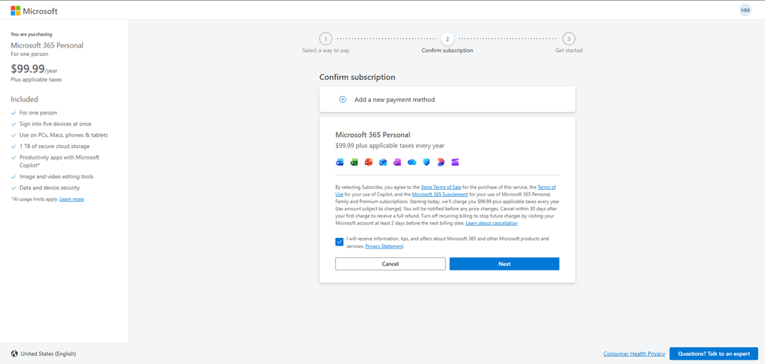 Добавление способа оплаты