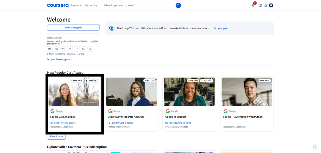 Coursera course selection