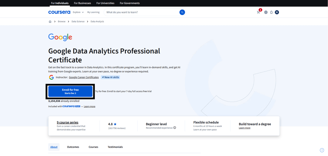 Coursera enroll button