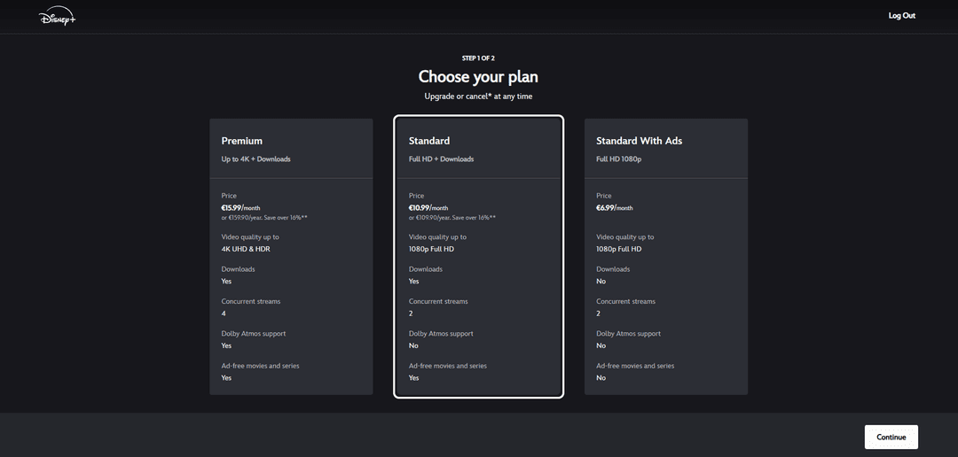 Вибір плану підписки